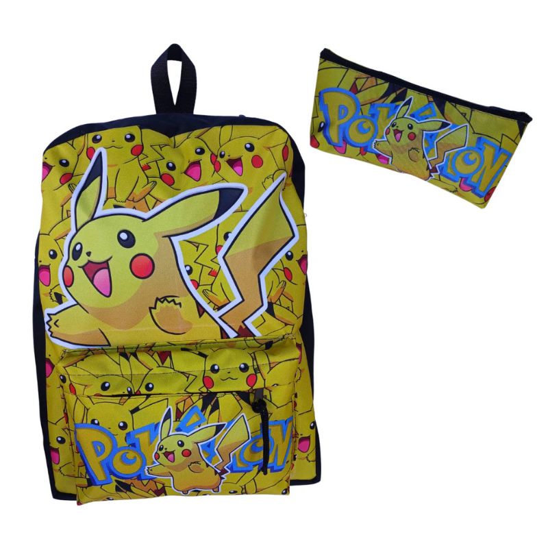Kit Mochila Y Cartuchera Pikachu - Pokemon Lona Premium
