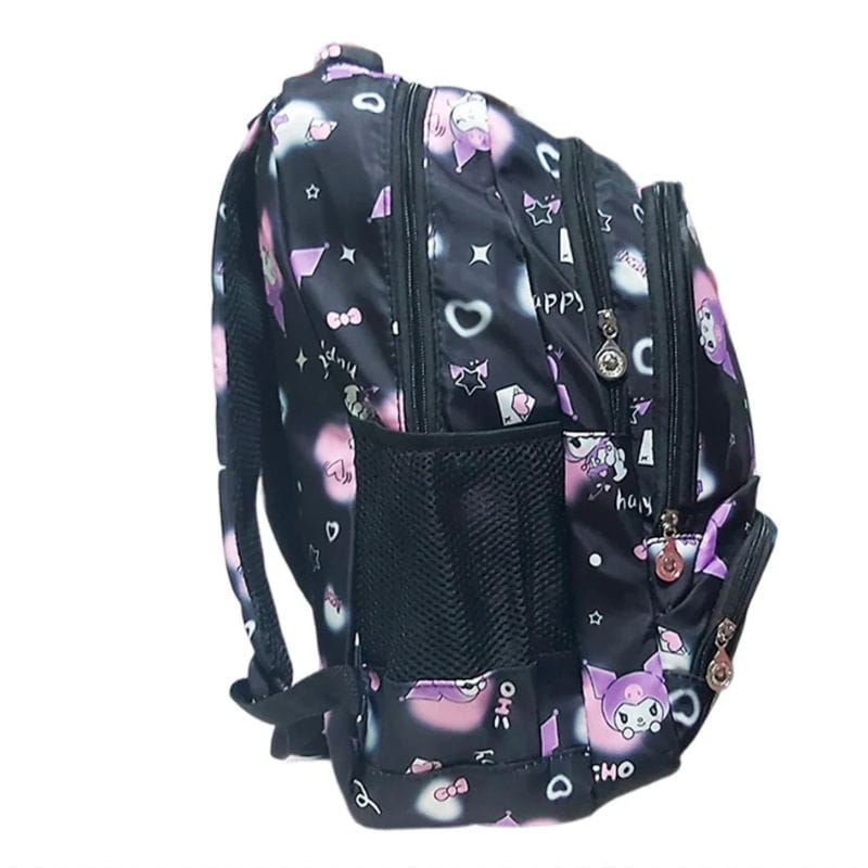 Mochila premium Kuromi negra lateral