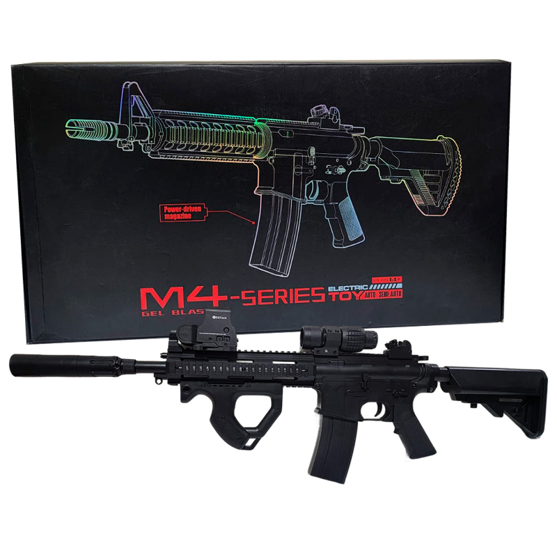 Metralleta Hidrogel M4A1 Realista con Mira Holográfica y Accesorios_