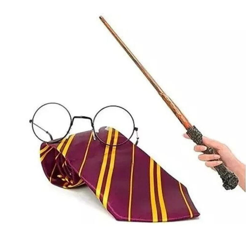 Set De Harry Potter Varita Lentes Corbata Disfraz