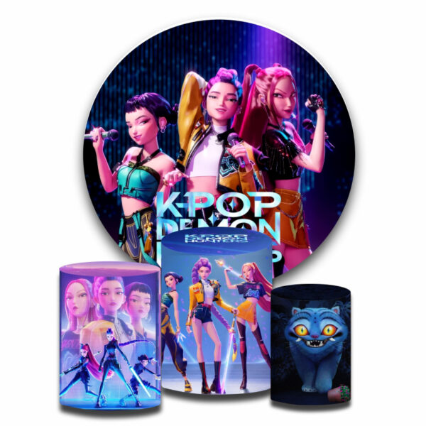 Decoracion Guerreras Kpop Huntrix Sublimada Kit Fundas Cilindros y Aro