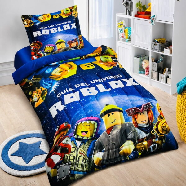 acolchado roblox corderito piel durazno + funda almohada