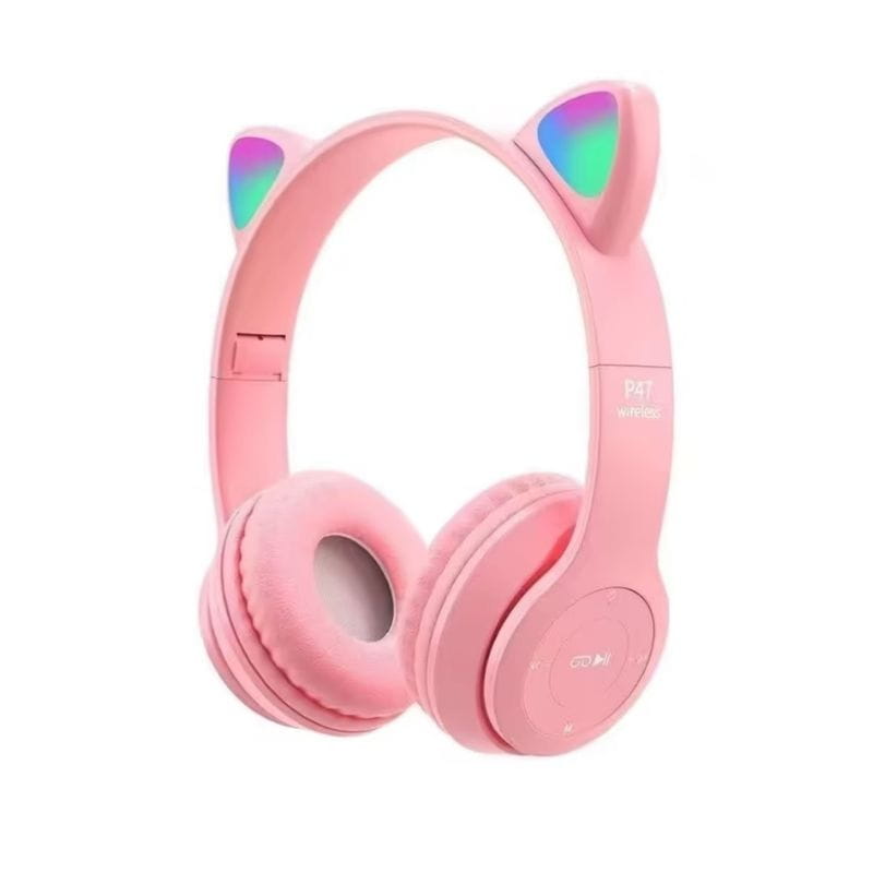 auriculares bluetooth inalámbricos con orejitas rosa