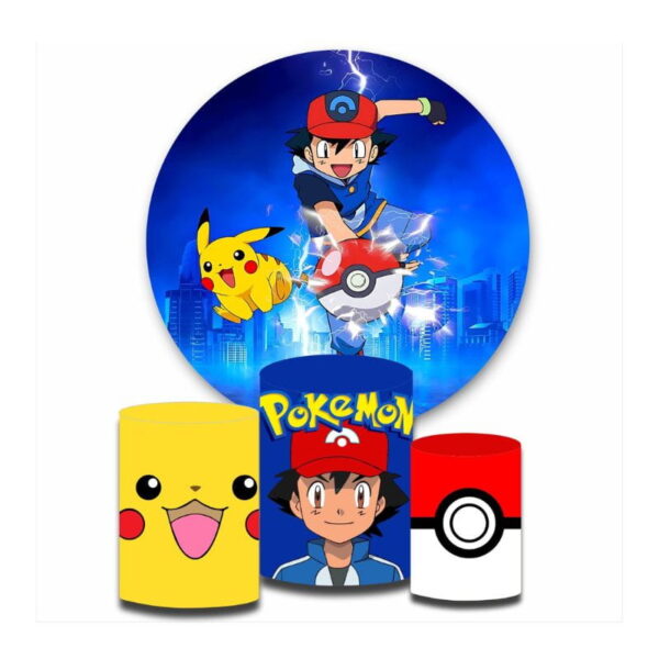 pack cumpleaño pokémon fundas para cilindros y aro sublimado