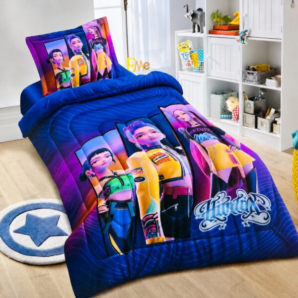 Set Acolchado Guerreras Kpop Corderito Piel Durazno y Funda