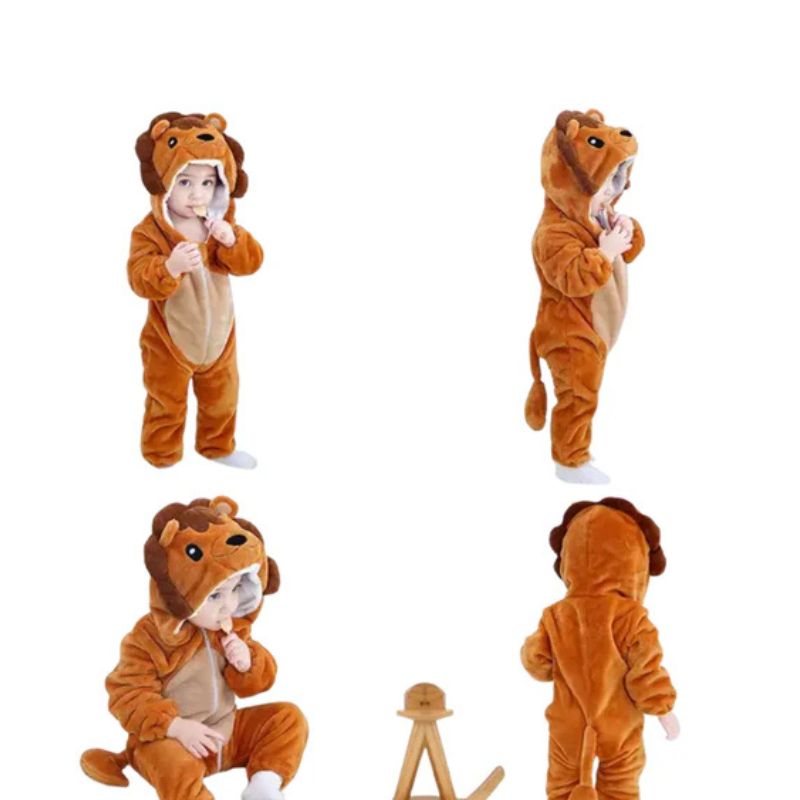 pijama león para bebé con capucha cuerpo entero