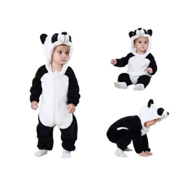pijama panda para bebé con capucha y cremallera